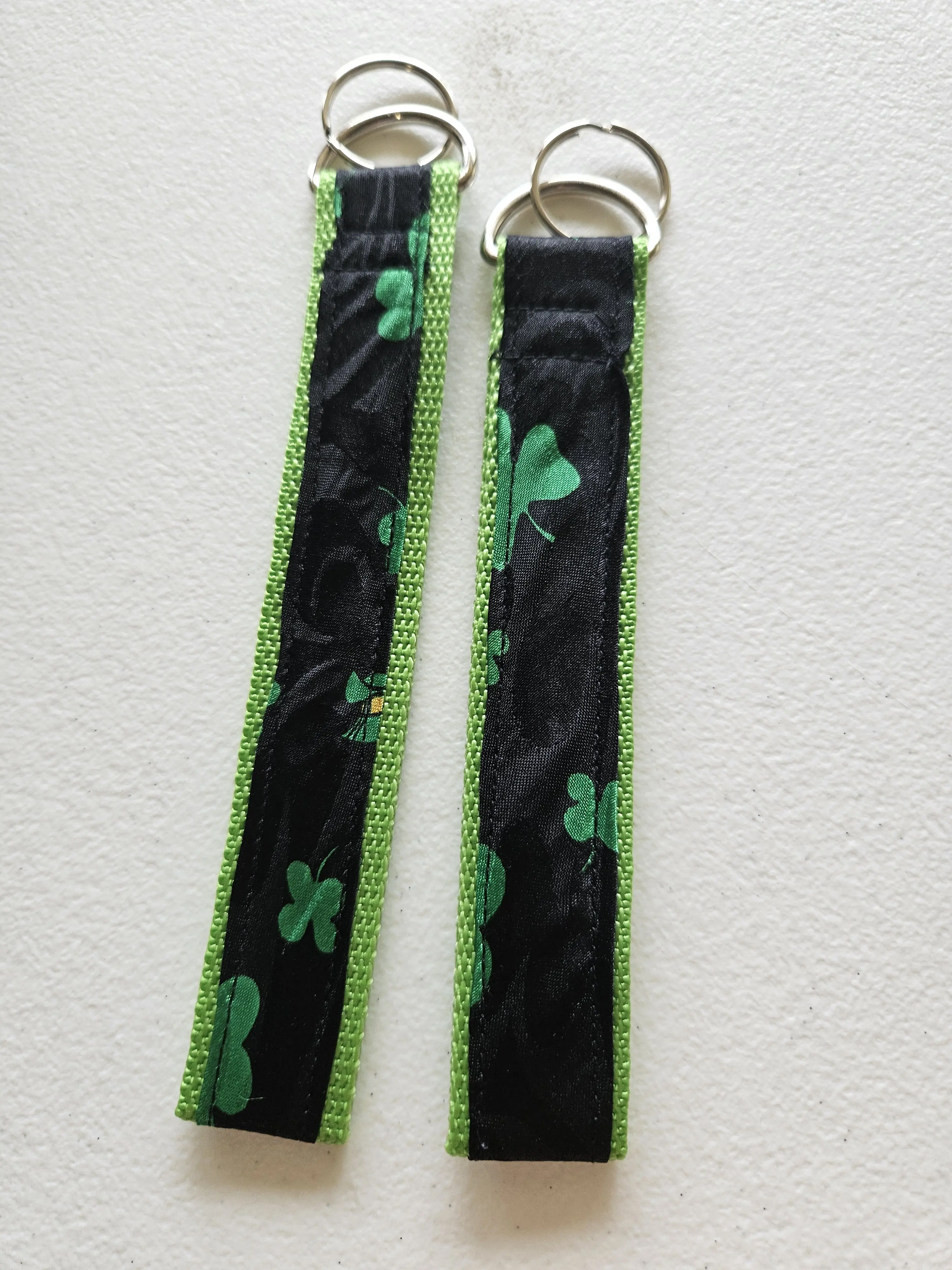 Handmade Shamrock Fabric Key Fob Wristlet | Wrist Keychain | Key Ring Holder | Cotton Wrist Strap | Cute Keychain | Gift for Her