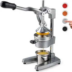 Eurolux Cast Iron Citrus Juicer | Extra-Large Commercial Grade Manual Hand Press | Heavy Duty Countertop Squeezer for Fresh Orange Juice (Bonus Stainless Steel Cup) (Gray)