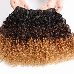 [New In] Burmese Curly Bundles Human Hair Extenstions Ombre Brown Bundles 100% Unprocessed Virgin Hair Remy Dark Brown 3 Bundles For Women Double Weft Extensions Soft And Silky Texture Low Odor