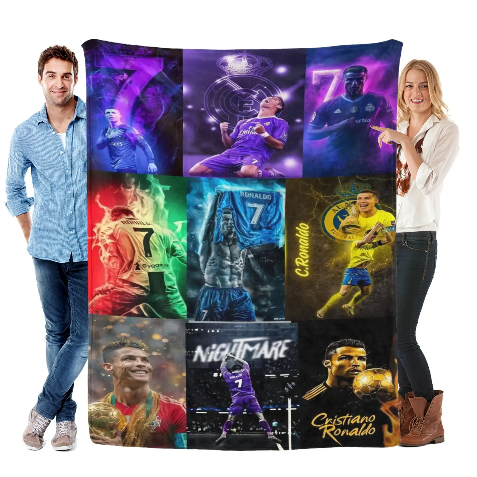 Cristiano Ronaldo CR7 Blanket For the Die-Hard CR7 Fan – A Blanket That Speaks Your Fandom!  This Soft, Lightweight Flannel Blanket is Perfect for Sofas, Beds, Camping, or Picnics. It's Comfortable and Suitable for all Seasons.