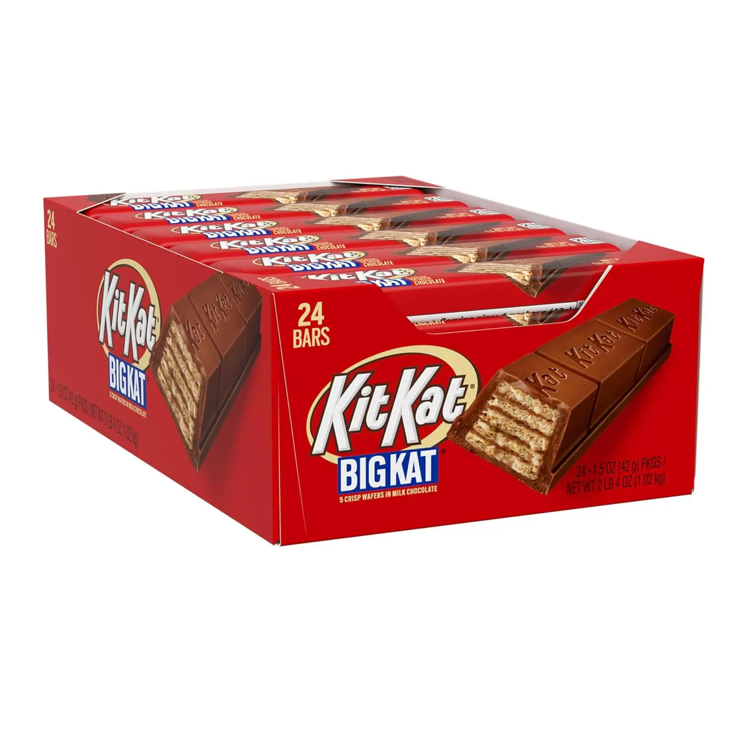 Kit Kat Big Kat Milk Chocolate Wafer Candy Bars, 5 Crisp Wafers in Milk Chocolate, 1.5 oz Individually Wrapped (Pack of 24)