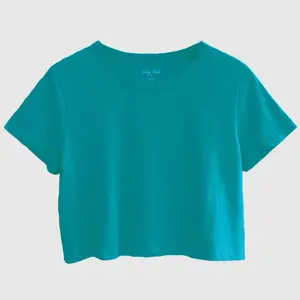 Turquoise Cotton Crop Top- casual shirt y2k
