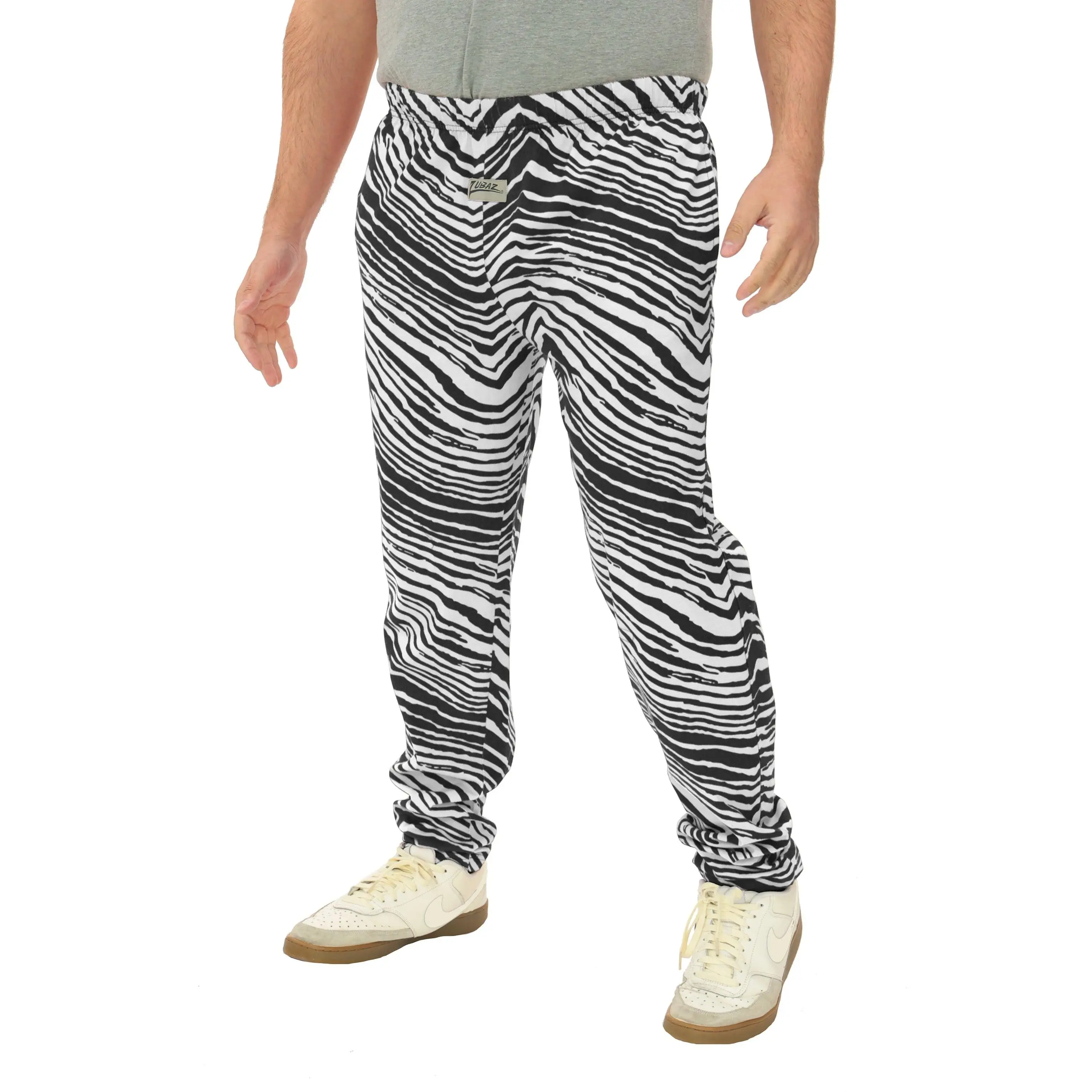 Zubaz Adult Unisex Z88 2 Color Zebra Pants, BLACK/WHITE