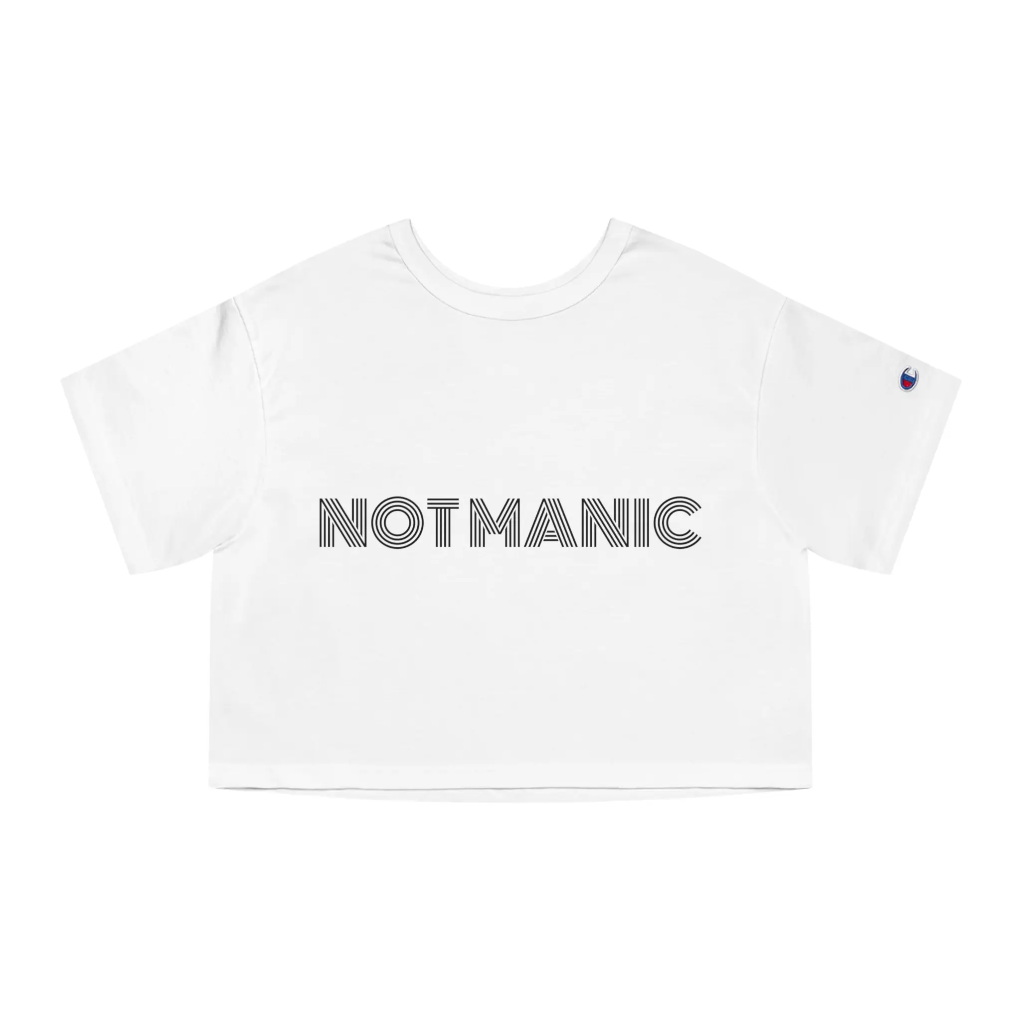 Not Manic cropped t-shirt | Minimal striped typography, white