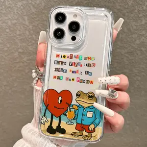 Transparent Tpu Frog Heart Design Phone Case Cover, Shockproof Gift for Valentine's Day, Compatible with iPhone Models 6 to 17