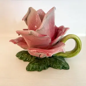 Italian Porcelain Rose Taper Candlestick Holder candle