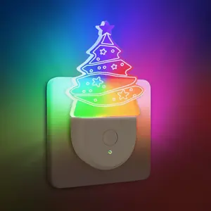 2Pack Christmas Tree Night Light, Plug in Christmas Tree with RGB Lights Dusk to Dawn Sensor Plug and Play Christmas Night Light Mini Christmas Tree Decorative Night Light