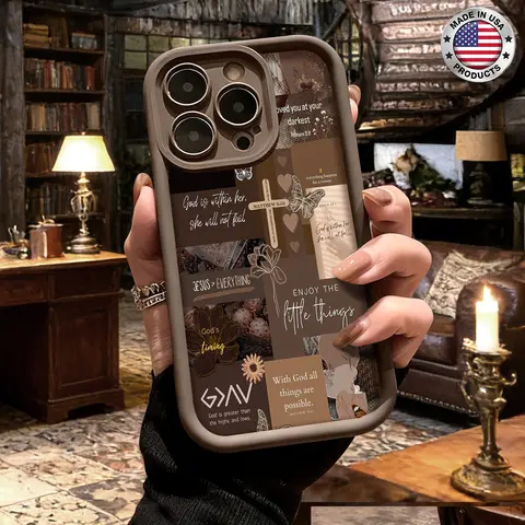 Vintage Christian Bible Verse Collage Aesthetic Phone Case for iPhone 17 16 15 14 Pro Max 13 12 11 XR XS Plus Air Slim Lightweight Shockproof Anti Drop Protective Durable TPU Cover