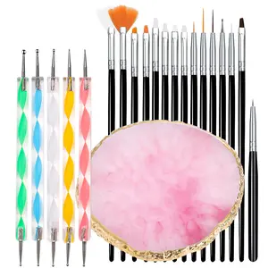 Nail Painting 15 Pcs Set Carving Pen Multifunctional Round Resin Palette Double Head Usable Dot Drill Pen Set Nail Tools Accessories