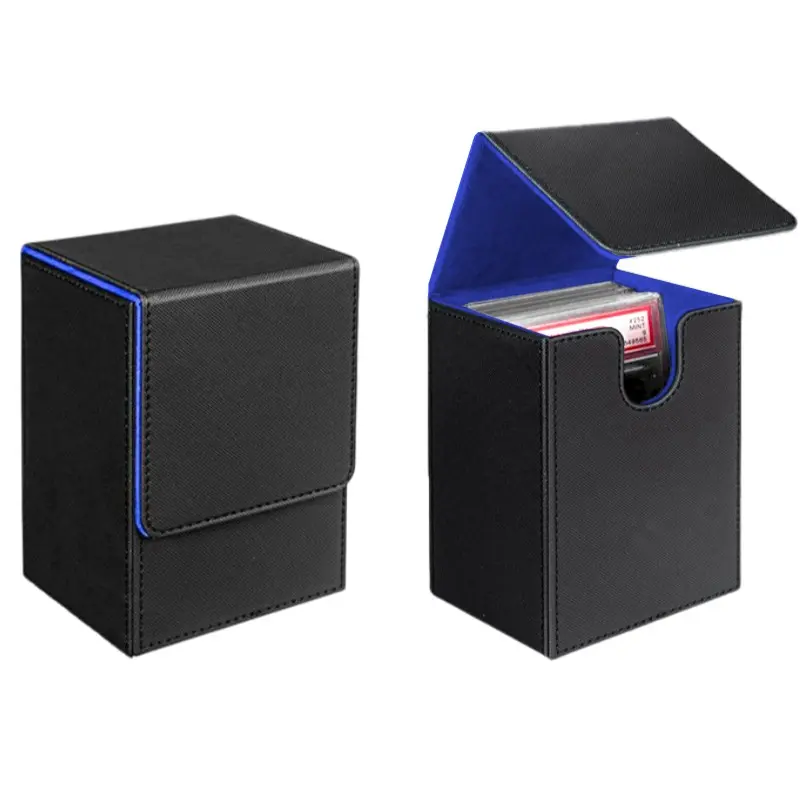 PU Leather Card Box, Magnetic Closure, Holds 11 Pieces of 35pt Rated Cards, Stackable, Ideal for Tcg and Sports Card Collection, Trading Card Storage