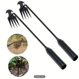 2 Garden Weeding Tools Set, 4-Prong Tool Made of Manganese Steel, Essential for Vegetable Gardening & Planting