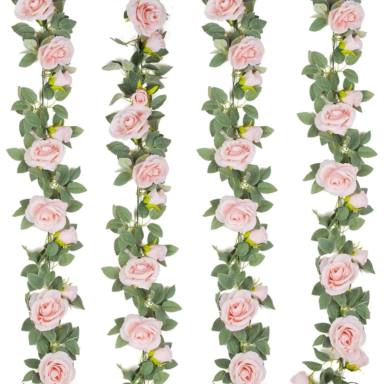 4 count(26 FT) Artificial Rose Vine  Flower Garland  Silk Rose Hanging Vine for Wedding Party Background Arch Garden Background Decoration ()