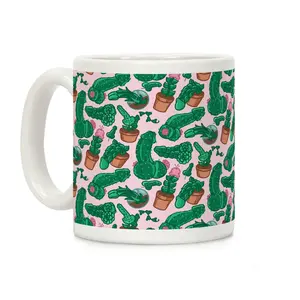 Penis Plants Pattern Coffee Mug - 11oz, 15oz Ceramic Drinkware with Large Handles