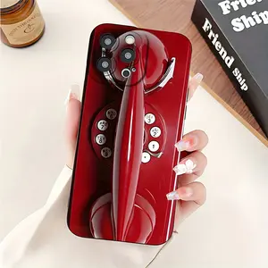 A Fashionable Cartoon Design Showcasing Vintage Red Public Telephones Is a Favored Option for Phone Covers. This Artistic Pattern Is Offered for Multiple Models, Including iPhone 17 Air 16 15 14 13 12 11 Pro Max Plus , As Well As Samsung Gala