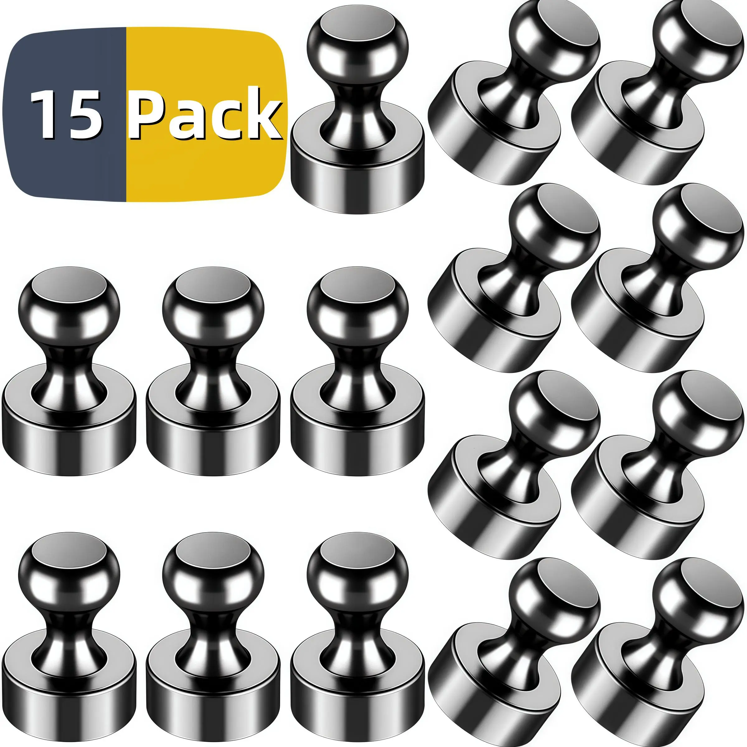 Magnetic Push Pin, 15pcs/set Small and Strong Magnetic Pins, Fridge Magnets for Whiteboard, Office, Classroom, Maps, Kitchen Accessories, Office Supplies