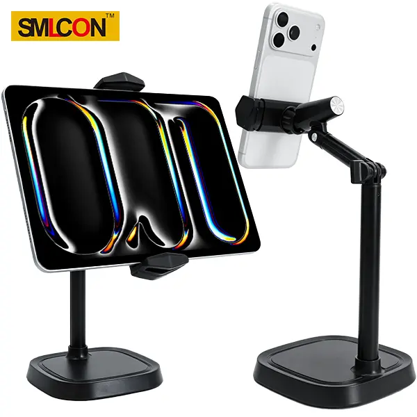 SMLCON Silicone Mobile Stand with Clip - Sturdy, Height & Angle Adjustable Accessory for 5.5-9 in Smartphone, Pad, Tablet, Switch, Devices | Desktop Mount for Home, Office | Ideal for Couple Birthday, Wedding Gifts