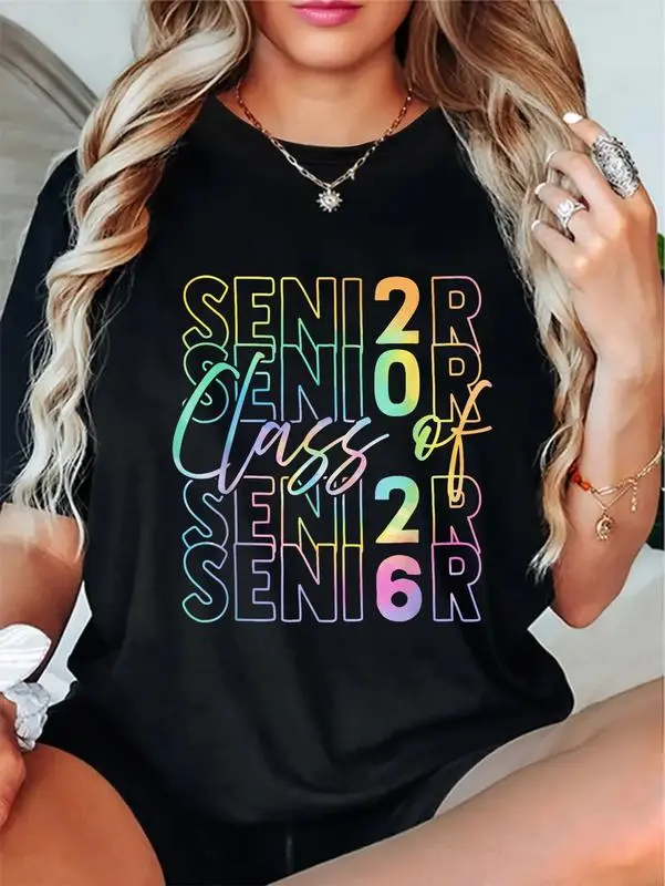 Class Of 2026 Senior 2026 Graduation 2025 StudentT-Shirt - Sweatshirt - Hoodie, Classic Cotton Short Sleeve Top For Men, For Women, Full Colors