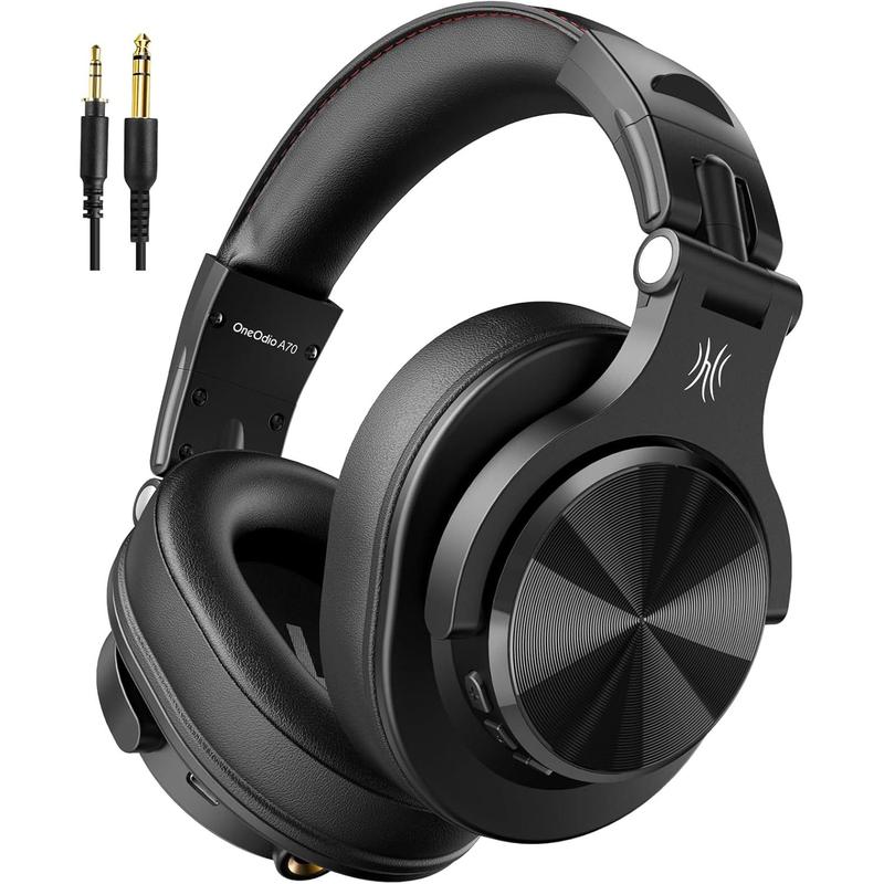 OneOdio Fusion A70 Bluetooth Over Ear Headphones with 72H Playtime Hi-Res Sound 40mm Driver 3.5mm & 6.35mm Audio Jack for DJ Studio Monitor Mixing Flip-to-Mute Rotating Boom Mic, 50mm Drivers, Wired 3.5mm for PC, PS5, PS4, Xbox Series X/S, Xbox one,Switch