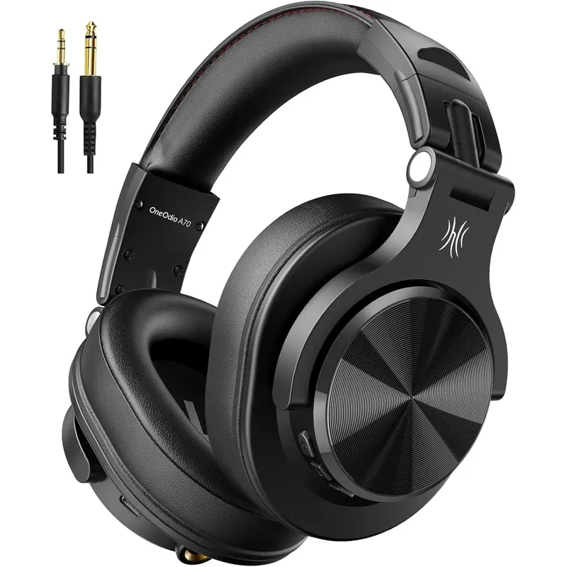 OneOdio Fusion A70 Bluetooth Over Ear Headphones with 72H Playtime Hi-Res Sound 40mm Driver 3.5mm & 6.35mm Audio Jack for DJ Studio Monitor Mixing Flip-to-Mute Rotating Boom Mic, 50mm Drivers, Wired 3.5mm for PC, PS5, PS4, Xbox Series X/S, Xbox one,Switch