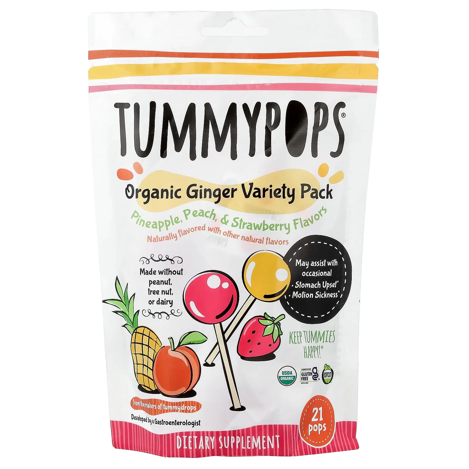 Tummydrops Tummypops®, Organic Ginger Variety Pack, 21 Pops