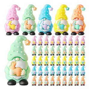 50PCS Easter Mini Gnome Figurines – Bunny Rabbit Fairy Garden Decor Set (Colorful)