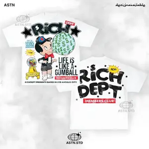 Y2K Graphic "Rich Dept" Personalize Printed Tshirt Casual Cotton Menswear T-Shirt tee