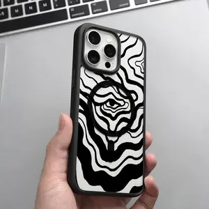 Black Lines Eye Pattern Clear Magnetic Phone Case,Compatible with MagSafe Silicone Bumper Protective Cover For iPhone X XSMAX 11 12 13 14 15 16Pro Max