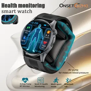 Health Smartwatch with Air-Pump Accurate Blood Pressure & ECG Monitoring, Voice Broadcast, Heart Health Tracking, Stress & Fatigue Alerts, 24/7 Sleep Analysis, Elegant Round Dial for Daily Wear, Office, Travel & Wellness Care, for Men & Women