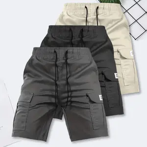 Men's Tooling Shorts, Multi-Pocket Design, Inelastic, Solid Color Multi-Pocket Work Shorts - Casual, Loose Shorts for Casual Wear, Summer Casual Shorts, Outdoor Activities, Practical Design, Durable Fabric, Breathable Materials