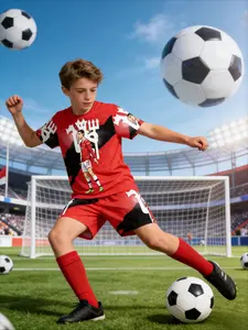 Boys' Colorblock Manchester United Cr7 Anime Print Tee and Track Shorts, Casual Summer, Party, Vacation, School Wear