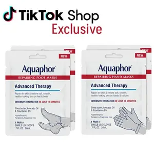 Aquaphor Repairing Foot & Hand Masks Bundle 2+2 with Avocado Oil & Shea Butter for Intense Hydration in 10 Minutes Gentle Formula Fragrance Free Moisturizer