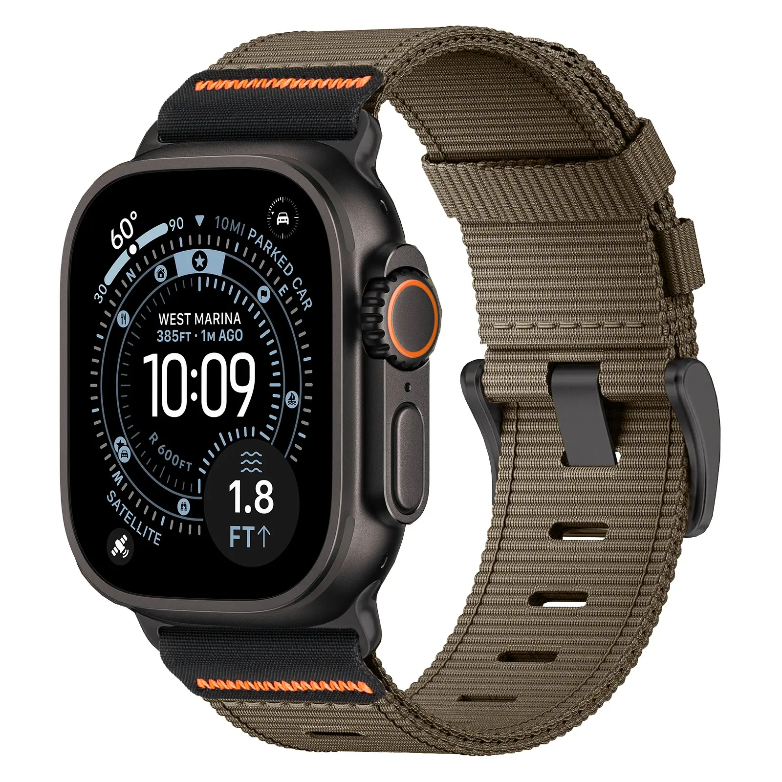 Aerospace-Grade Hypalon Replacement Watch Band for Apple Watch Ultra 1/2/3 & Series 4-11, Adjustable Pin Buckle Sport Strap for 44/45/46/49mm Sizes
