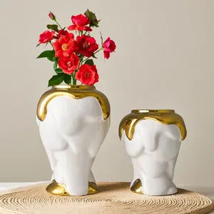 European Style Minimalist Ceramic Flower Vase, Home Dining Table Desktop Decoration, Large-Sized Floral Arrangement Pot