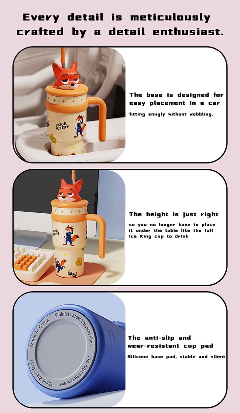 Zootopia Nick & Judy Thermos with Collectible Figures on Lid – 700ml Insulated Travel Mug, Hot & Cold Beverage Cup for Fans Zootopia Nick & Judy Thermos with Collectible Figures on Lid – 700ml Insulated Travel Mug, Hot & Cold Beverage Cup for Fans