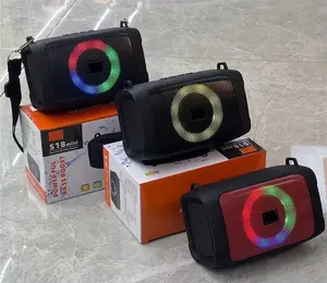Cube Drum Style RGB LED Ring Light Portable Wireless Speaker with Carrying Strap, USB & Micro SD Card Slots, Room-Filling Sound, Detachable Strap, Travel-Friendly for Universal Cell Phone