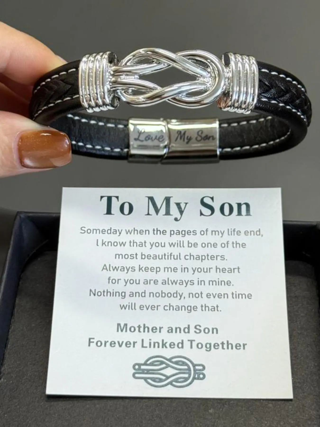 To My Son Infinity Love Stainless Steel Bracelet Inspirational Jewelry