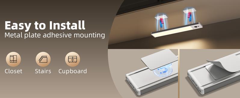 EZVALO Under Cabinet Lighting Wireless with Remote, LED Closet Lights Motion Sensor Dimmable, Magnetic & Rechargeable via USB, Energy-Saving Light for Kitchen, Wardrobe, Cupboard, Hallway & Stairs Home Decor, White Light, 5Pack Halloween Christmas Outdoor