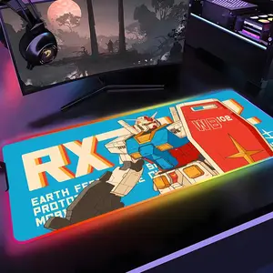 Mechanical Warrior RX-78-2 Gundam Mouse Pad Gamer Rgb 1000×500mm 900×400mm 800×400mm 600x300mm Desk Mat Back Light Led Mousepad Setup Gaming Accessories Deskmat Big Mousepad Backlight