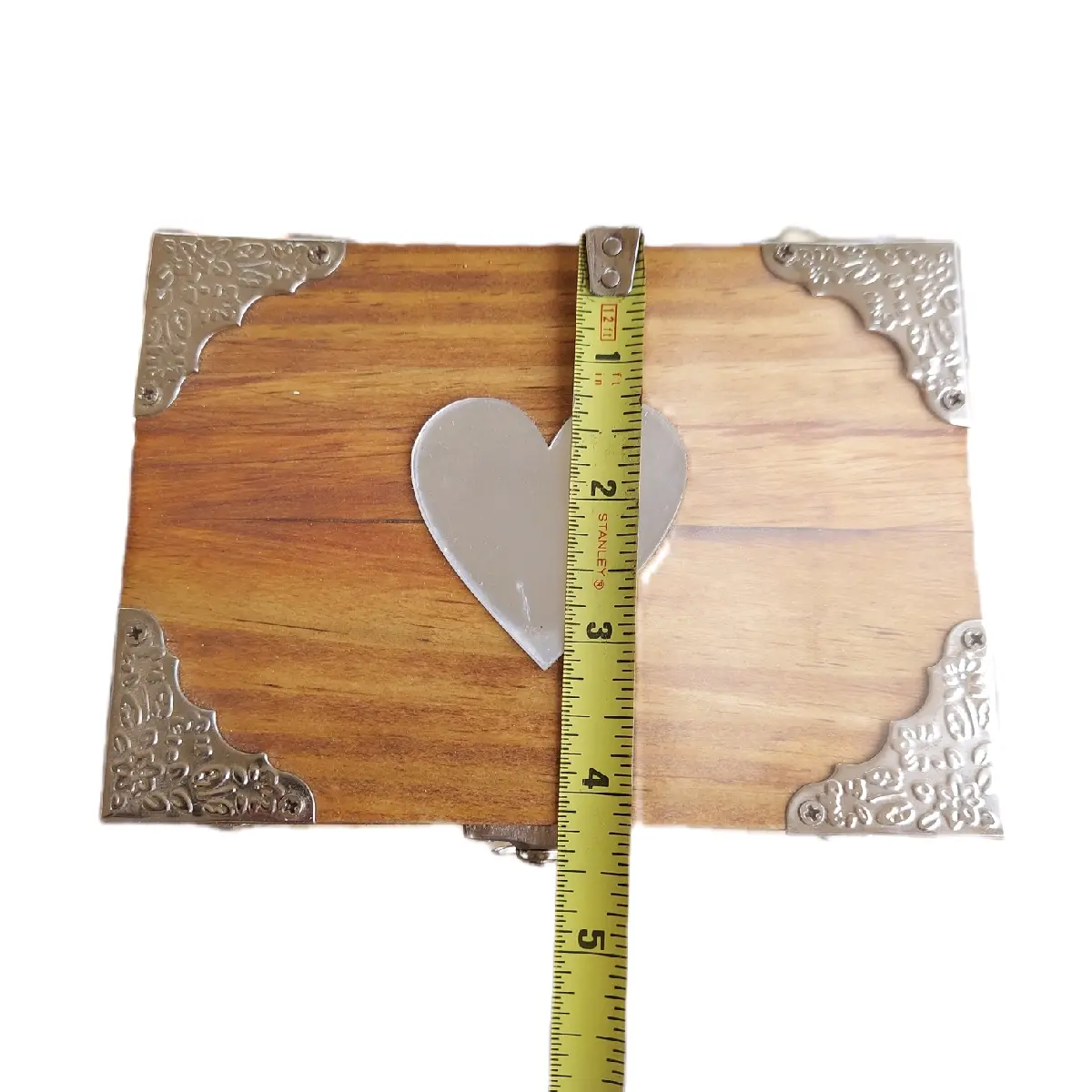 Handmade Wooden Jewelry Box - Repurposed Pine Wood, Silver Feet & Hinges, Heart-Shaped Mirror, Felt Interior - Perfect Gift for Jewelry Collectors Organiser Decor