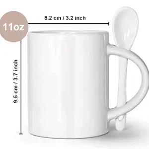 Ceramic Mug 11 oz with Spoon 8.2 cm x 9.5 cm Perfect for Coffee Tea and Hot Beverages