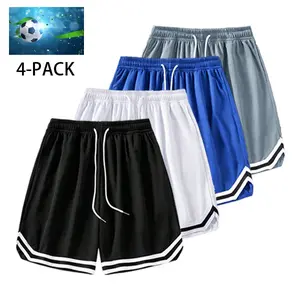 Men's Summer Sports Basketball Football Shorts Drawstring Elastic Mesh Quick-Dry Five-Point Pants for Basketball & Football