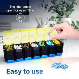Extra Large Pill Organizer - XXL Vitamin Holder for Weekly Supplements - Double Sided Pill Box 7 Day with Big AM PM Compartments Huge Daily Medicine Dispenser 2 Times a Day Reliable and Easy-to-Use Healthcare