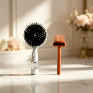 2-In-1 Water Spray Round Cushion Comb + Brush Cleaner, Scalp Care & Tool Cleaning Set, Suitable for All Hair Types, Single Item