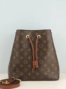Pre-owned Monogram coated canvas Shoulder Bags Louis Vuitton NeoNoe MM Bucket Bag Micro chip