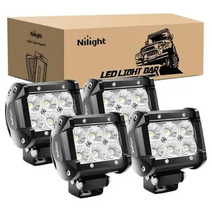 Nilight 4 Inch 18W 1260LM Double Row Flood LED Pods (2 Pairs)