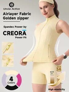 UnciaActive Gold Zipper Vest & Shorts Set - Minimalist Women's Tracksuit with Spandex Power Fit for Workout & Yoga - Airlayer Fabric & High Elasticity - 4 Color Options - Basic / tracksuit set - workout sets women - gym outfits - gym shorts - bikershorts