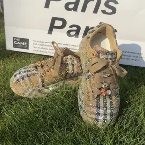 2026 Spring Women’s Rhinestone Sneakers | Luxury Bling Trainer Shoes | Fashion Casual Sparkle Sneakers Rhinestone Bling Sneakers for Women | Sparkly Casual Shoes | Lightweight Fashion Trainers Footwear Girl Running Runner Closed Breathable