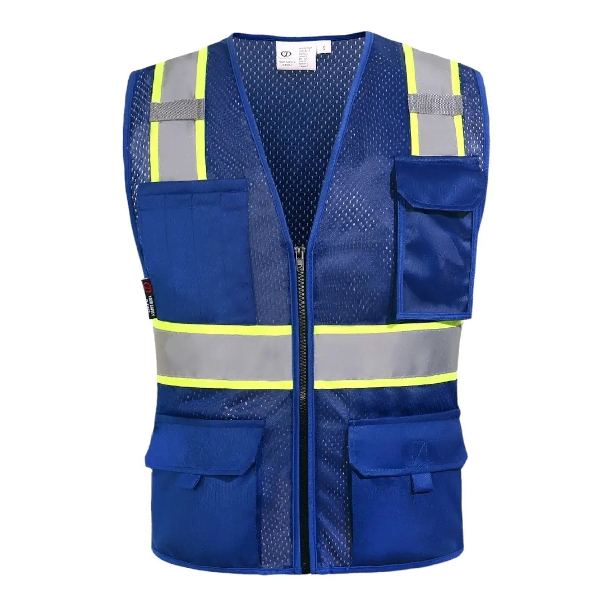Royal Blue Reflective Workwear Safety Vest with Pocket & Mesh, Essential Safety Gear for Construction & Traffic Control, Reflective Safety Vests