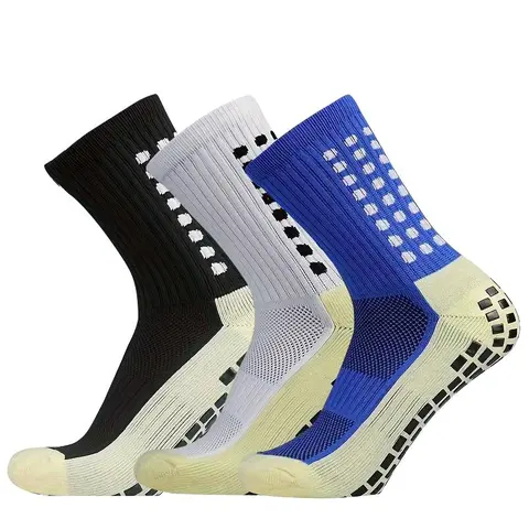 Men's Soccer Socks 3 Pairs Anti Slip Soccer Socks for Men Women , Non Slip Football/Basketball/Hockey Sports Socks with Grip Pads, 3 Pair Breathable Moisture Wicking