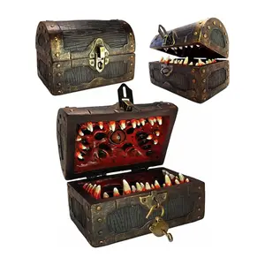 Galdor's Guild Mimic Dice Chest Storage Box | Free Lock & Key | Compatible with Dungeons & Dragons Players, Dungeon Master/DM RPG Gaming | Holder Vault Case | Holds 4 Polyhedral Sets (Regular)